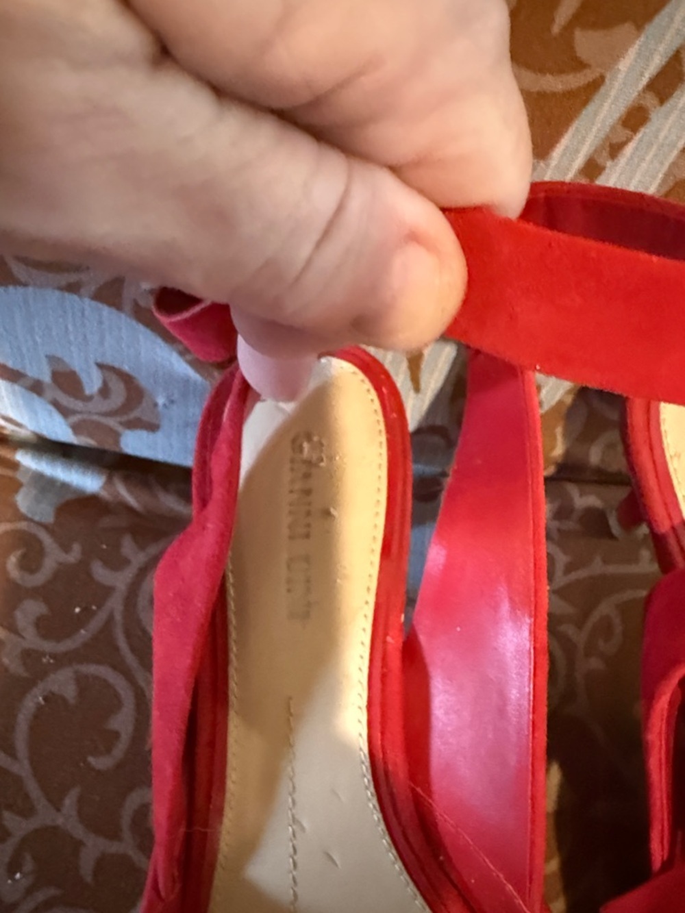 Gianni Bini Red Pointed-Toe Ankle-Strap Pumps - Picture 3 of 7